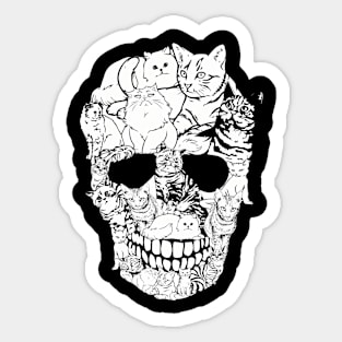 Cat Skull - Cat Skeleton Halloween Sticker